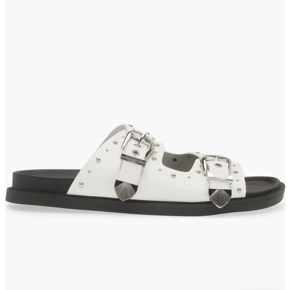 Steve Madden Connely Buckle Slide Sandal White Womens Sz 7.5 - Picture 3 of 11